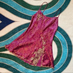 Victoria’s Secret purple floral print silky lacy lingerie slip dress